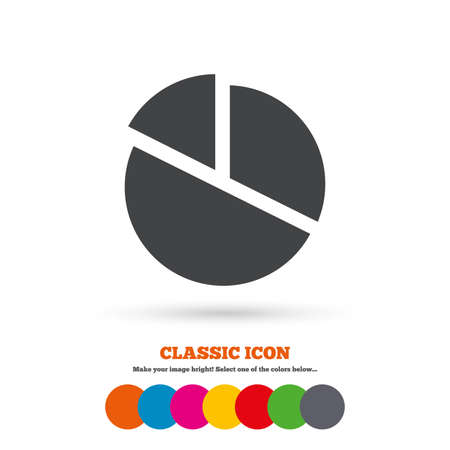 Pie chart graph sign icon. Diagram button. Classic flat icon. Colored circles. Vectorのイラスト素材
