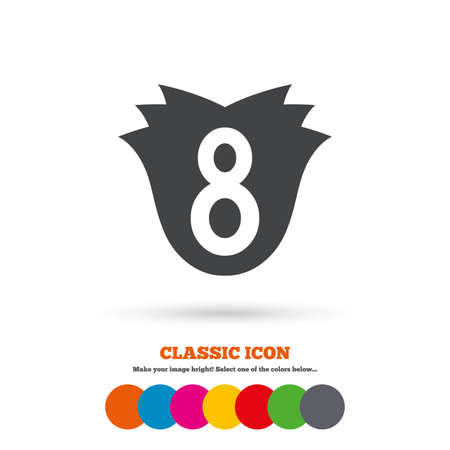 8 March Women's Day sign icon. Flower symbol. Classic flat icon. Colored circles. Vectorのイラスト素材