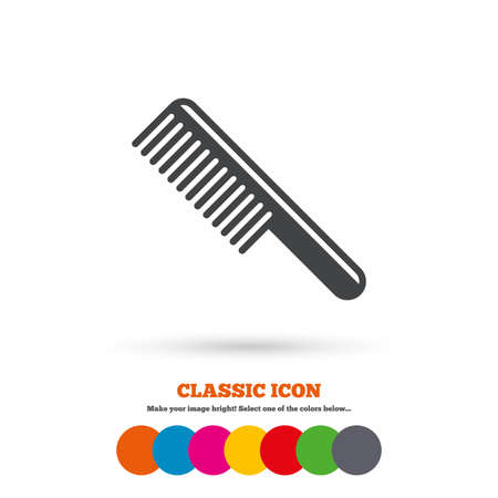 Comb hair sign icon. Barber symbol. Classic flat icon. Colored circles. Vectorのイラスト素材