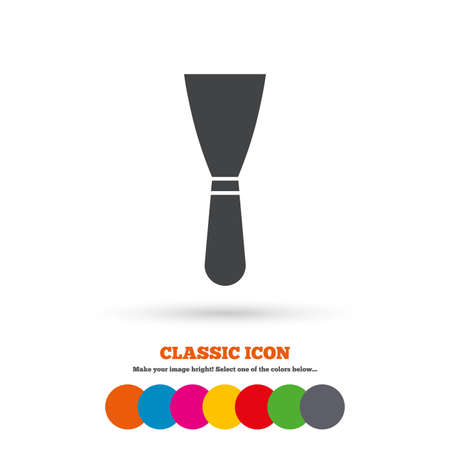 Spatula sign icon. Wall repair tool symbol. Classic flat icon. Colored circles. Vectorのイラスト素材