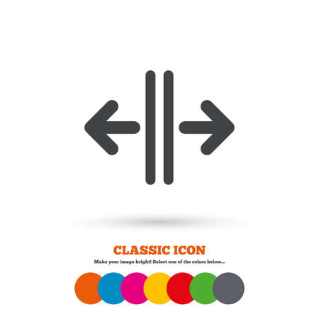 Open the door sign icon. Control in the elevator symbol. Classic flat icon. Colored circles. Vectorのイラスト素材