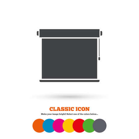 Louvers rolls sign icon. Window blinds or jalousie symbol. Classic flat icon. Colored circles. Vectorのイラスト素材