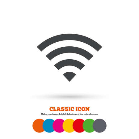 Wifi sign. Wi-fi symbol. Wireless Network icon. Wifi zone. Classic flat icon. Colored circles. Vectorのイラスト素材