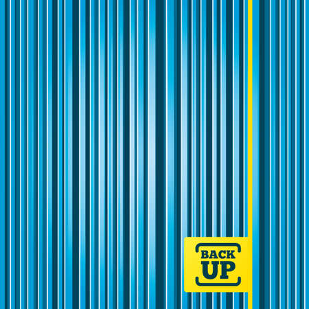 Lines blue background. Backup date sign icon. Storage symbol with arrow. Yellow tag label. Vectorのイラスト素材