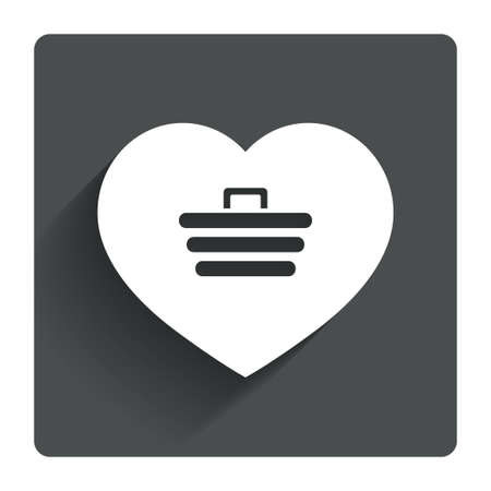 Love Shopping Cart sign icon. Online buying. Gray flat square button with shadow. Modern UI website navigation. Vectorのイラスト素材