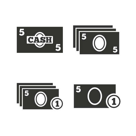 Businessman case icons. Currency with coins sign symbols. Flat icons on white. Vectorのイラスト素材