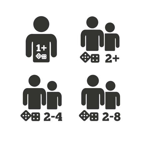 Gamer icons. Board games players sign symbols. Flat icons on white. Vectorのイラスト素材