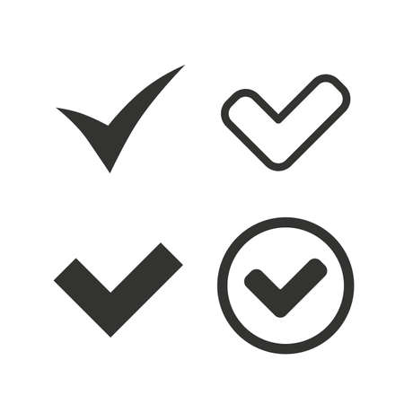 Check icons. Checkbox confirm circle sign symbols. Flat icons on white. Vectorのイラスト素材