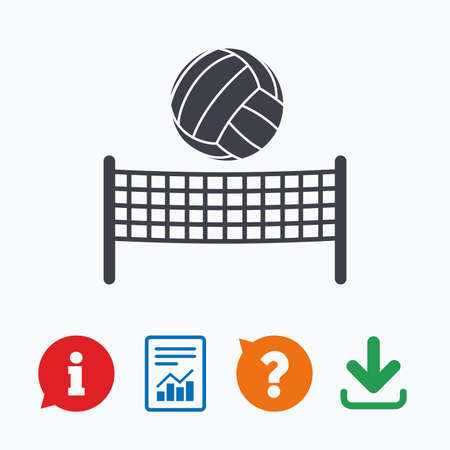 Volleyball net with ball sign icon. Beach sport symbol. Information think bubble, question mark, download and report.のイラスト素材