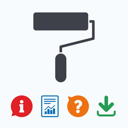 Paint roller sign icon. Painting tool symbol. Information think bubble, question mark, download and report.のイラスト素材