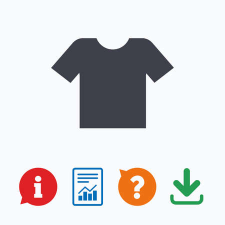 T-shirt sign icon. Clothes symbol. Information think bubble, question mark, download and report.のイラスト素材