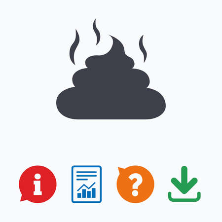 Feces sign icon. Clean up after pets symbol. Put it in the bag. Information think bubble, question mark, download and report.のイラスト素材