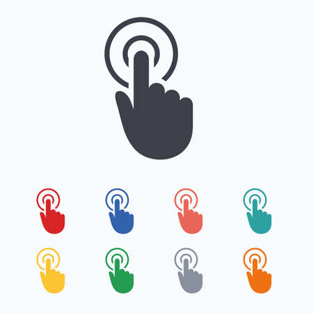 Hand cursor sign icon. Hand pointer symbol. Colored flat icons on white background.