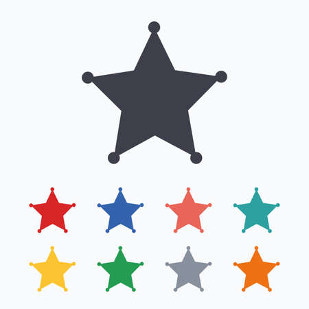 Star Sheriff sign icon. Police button. Sheriff symbol. Colored flat icons on white background.のイラスト素材