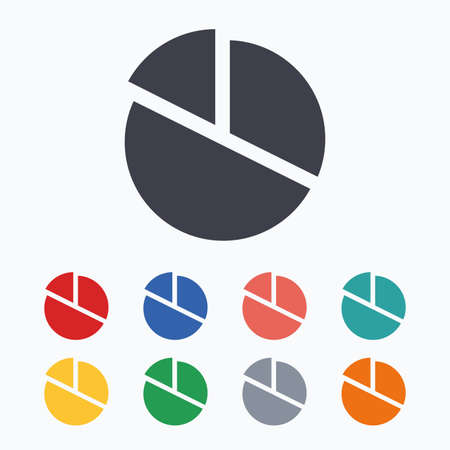 Pie chart graph sign icon. Diagram button. Colored flat icons on white background.のイラスト素材