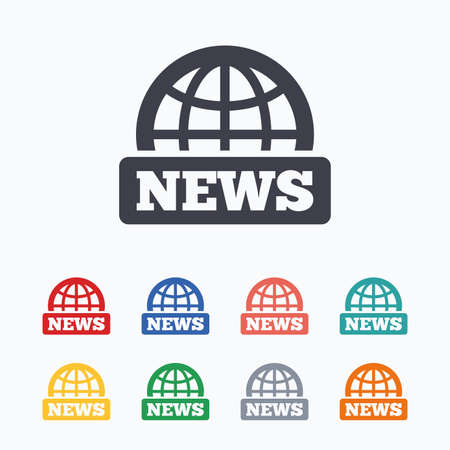 News sign icon. World globe symbol. Colored flat icons on white background.のイラスト素材