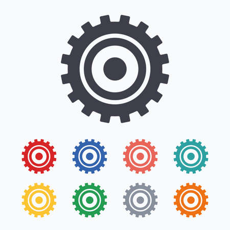 Cog settings sign icon. Cogwheel gear mechanism symbol. Colored flat icons on white background.のイラスト素材