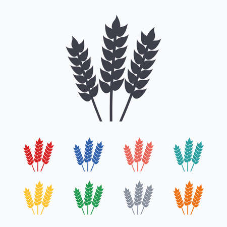 Agricultural sign icon. Gluten free or No gluten symbol. Colored flat icons on white background.のイラスト素材