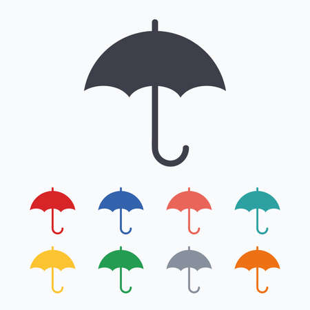 Umbrella sign icon. Rain protection symbol. Colored flat icons on white background.のイラスト素材