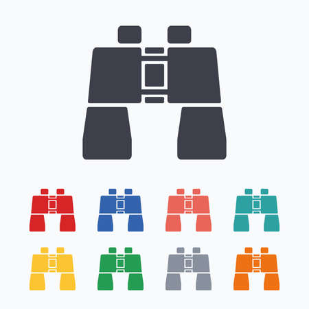 Binocular sign icon. Search symbol. Find information. Colored flat icons on white background.のイラスト素材