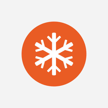 Air conditioning sign icon. Snowflake symbol. Orange circle button with icon. Vectorのイラスト素材