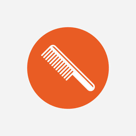 Comb hair sign icon. Barber symbol. Orange circle button with icon. Vectorのイラスト素材
