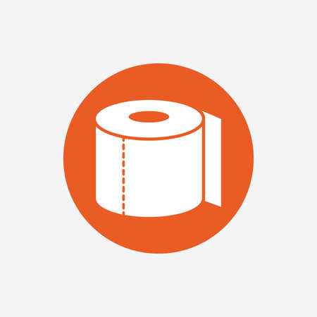 Toilet paper sign icon. WC roll symbol. Orange circle button with icon. Vectorのイラスト素材