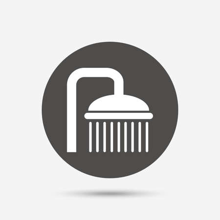 Shower sign icon. Douche with water drops symbol. Gray circle button with icon. Vectorのイラスト素材