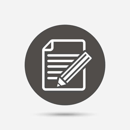Edit document sign icon. Edit content button. Gray circle button with icon. Vectorのイラスト素材