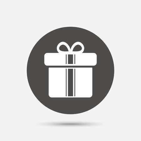 Gift box sign icon. Present with ribbons symbol. Gray circle button with icon. Vectorのイラスト素材