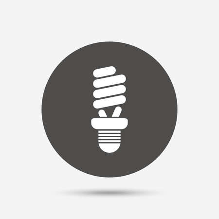 Fluorescent lamp bulb sign icon. Energy saving. Idea and success symbol. Gray circle button with icon. Vectorのイラスト素材