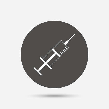 Syringe sign icon. Medicine symbol. Gray circle button with icon. Vectorのイラスト素材