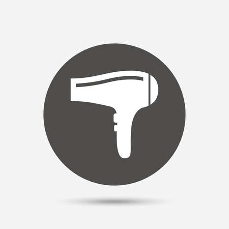 Hairdryer sign icon. Hair drying symbol. Gray circle button with icon. Vectorのイラスト素材