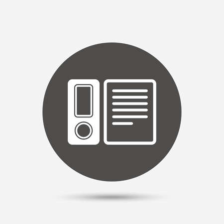 Document folder sign. Accounting binder symbol. Bookkeeping management. Gray circle button with icon. Vectorのイラスト素材