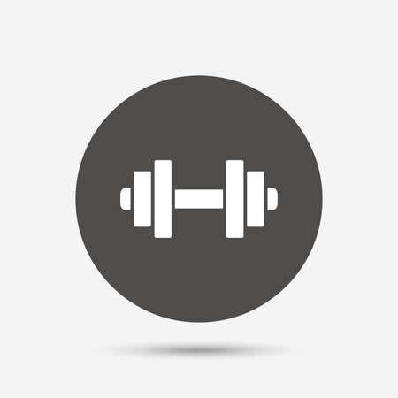 Dumbbell sign icon. Fitness symbol. Gray circle button with icon. Vectorのイラスト素材