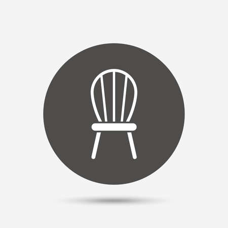 Chair sign icon. Modern furniture symbol. Gray circle button with icon. Vectorのイラスト素材