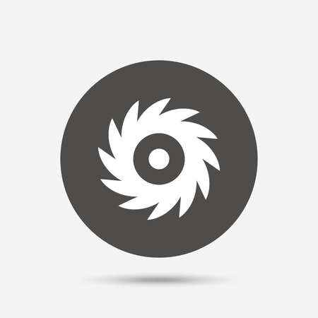Saw circular wheel sign icon. Cutting blade symbol. Gray circle button with icon. Vectorのイラスト素材