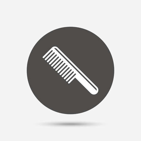 Comb hair sign icon. Barber symbol. Gray circle button with icon. Vectorのイラスト素材