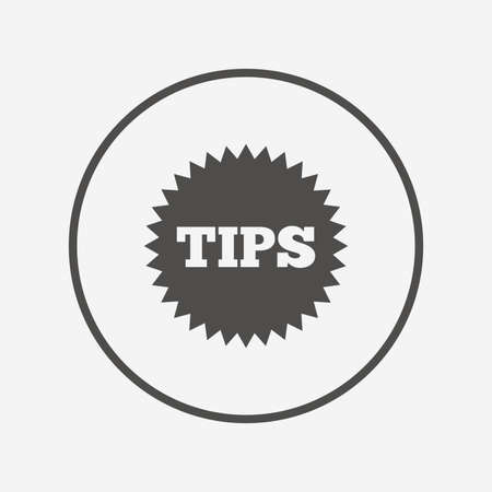 Tips sign icon. Star symbol.  Flat tips icon. Simple design tips symbol. Tips graphic element. Round button with flat tips icon. Vectorのイラスト素材