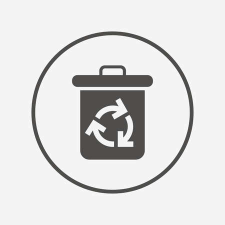 Recycle bin icon. Reuse or reduce symbol. Flat recycle bin icon. Simple design recycle bin symbol. Recycle bin graphic element. Round button with flat recycle bin icon. Vectorのイラスト素材
