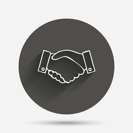 Handshake sign icon. Successful business symbol. Circle flat button with shadow. Vectorのイラスト素材