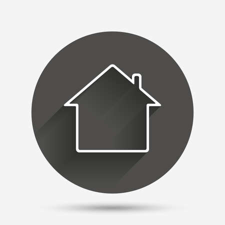 Home sign icon. Main page button. Navigation symbol. Circle flat button with shadow. Vectorのイラスト素材