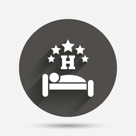 Five star Hotel apartment sign icon. Travel rest place. Sleeper symbol. Circle flat button with shadow. Vectorのイラスト素材