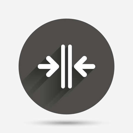 Close the door sign icon. Control in the elevator symbol. Circle flat button with shadow. Vectorのイラスト素材
