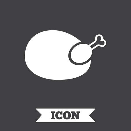 Chicken sign icon. Hen bird meat symbol. Graphic design element. Flat chicken symbol on dark background. Vectorのイラスト素材