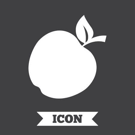 Apple sign icon. Fruit with leaf symbol. Graphic design element. Flat apple symbol on dark background. Vectorのイラスト素材