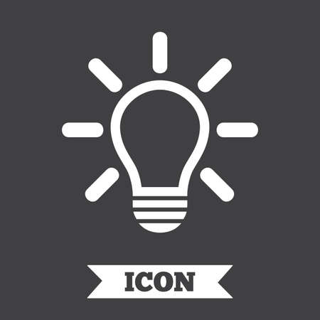 Light lamp sign icon. Idea symbol. Light is on. Graphic design element. Flat lamp symbol on dark background. Vectorのイラスト素材