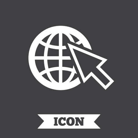 Internet sign icon. World wide web symbol. Cursor pointer. Graphic design element. Flat internet symbol on dark background. Vectorのイラスト素材