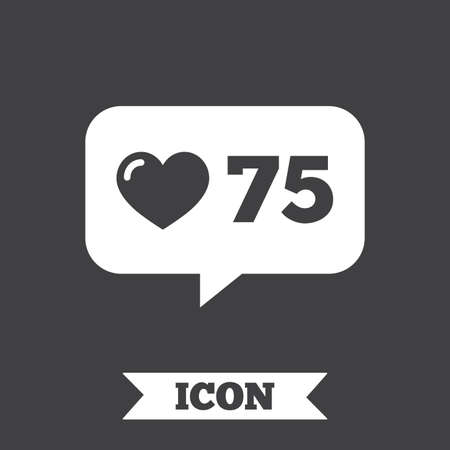 Like counter icon. Notification speech bubble symbol. Graphic design element. Flat like counter symbol on dark background. Vectorのイラスト素材