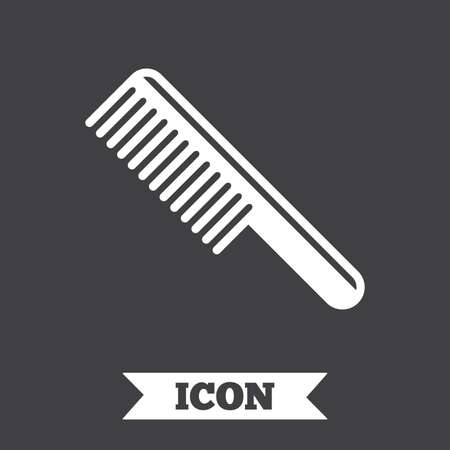 Comb hair sign icon. Barber symbol. Graphic design element. Flat comb symbol on dark background. Vectorのイラスト素材
